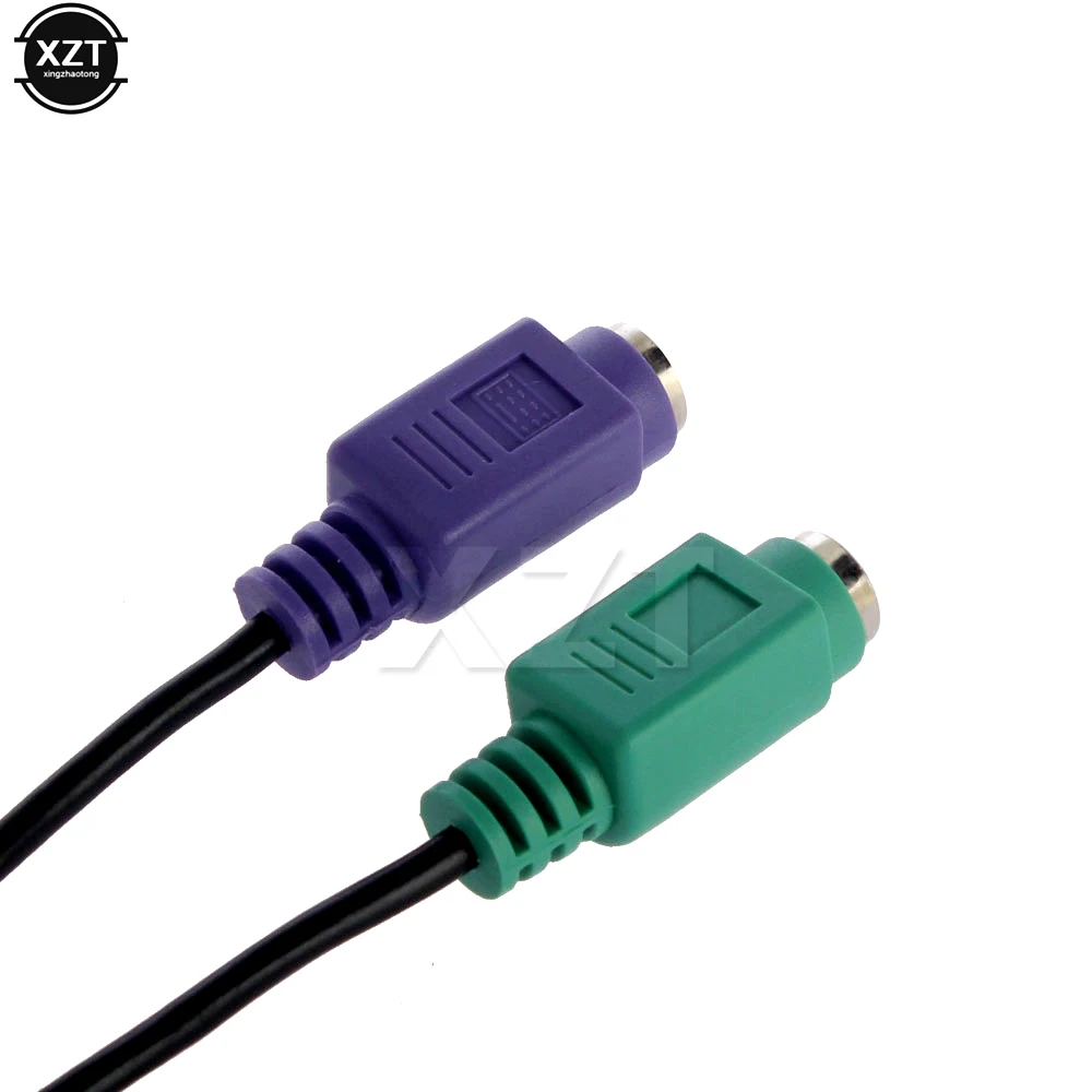 10cm USB Male to 6-pin 2 PS/2 Female Round Hole Conversion Cable Extension Cable Y Splitter Adapter for Keyboard Mouse Scanner