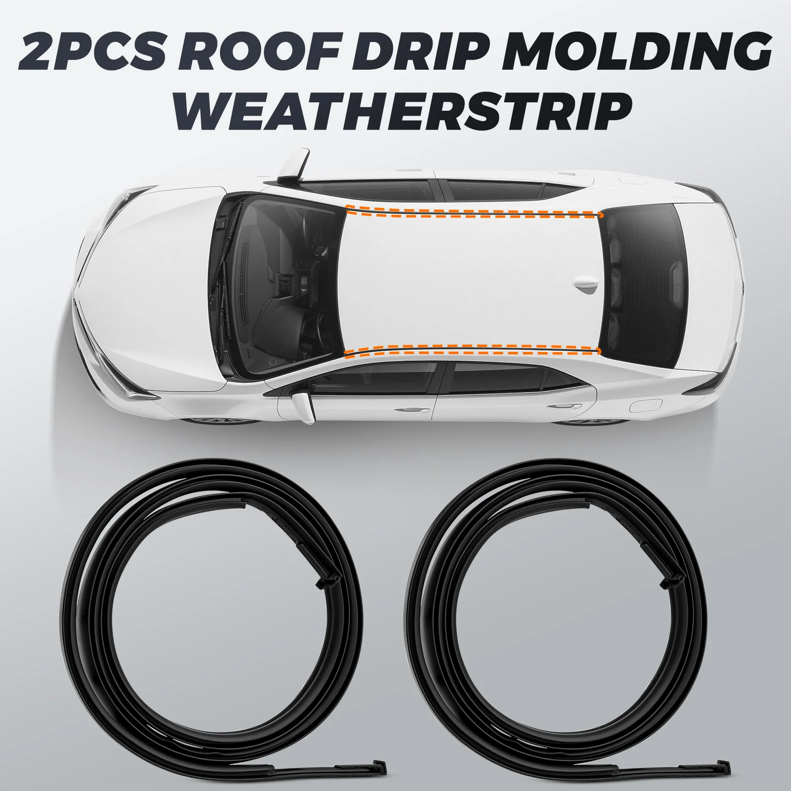 2 pçs teto do carro de borracha gotejamento acabamento lateral moldagem tiras de vedação guarnição para toyota corolla 2014 2015 2016 2017 75556-02260 75555-02270