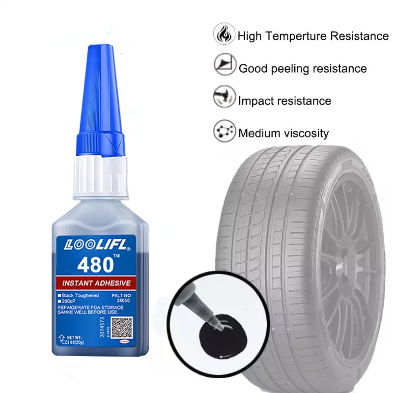 LOOLIFL480-20g is a high-temperature and impact-resistant water-based acrylic adhesive used for repairing car bumpers, rubber, tires, and shoes.