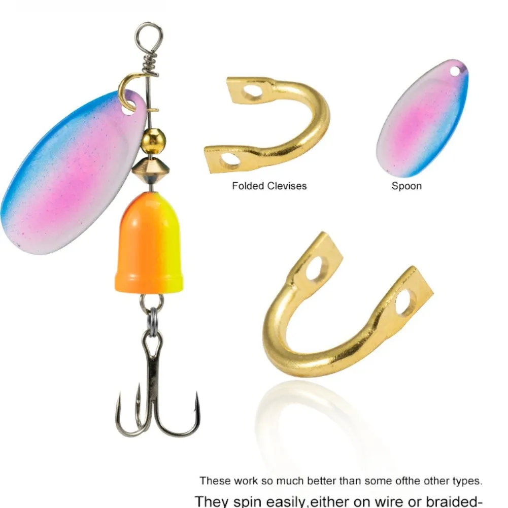 50 قطعة إغراء سبينر U-شكل حلقة النحاس مشبك إغراء أداة معدنية تدور سبينر Clevis الفولاذ المقاوم للصدأ سبينيربايت العين رمادية فاتحة اللون