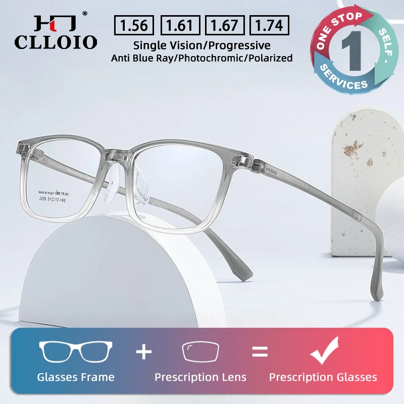 

CLLOIO Transparent TR90 Elastic Prescription Children's Glasses Blue Light Blocking Myopia Reading Glasses Progressive Eyewear