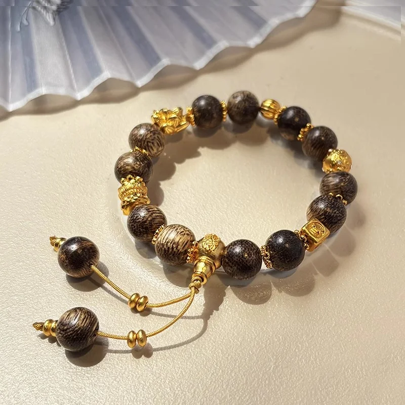 

Vintage Natural Qinan Handmade Bracelet for Women Wooden Buddha Beads Cultural Playful Bracelets for Men High-end Accessories