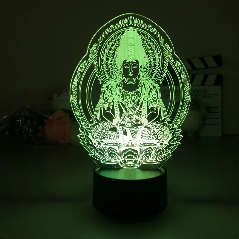 Bodhisattva 3D Night Light Best Selling for Bedroom Decor Light Guanyin Statue Gift LED Lamp Kid Lovely Present Avalokitesvara