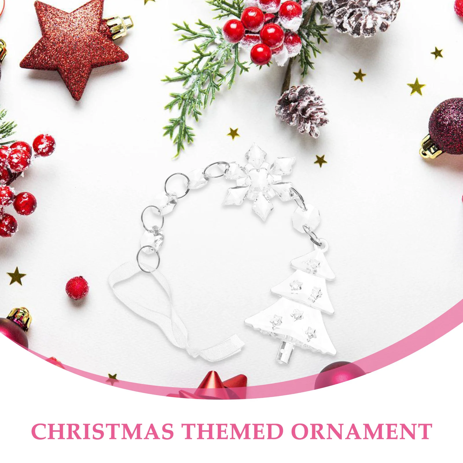 

2Pcs Snowflake Shaped Xmas Ornament Hanging Christmas Decor Acrylic Tree Pendant Holiday Party Decoration Reusable Festive