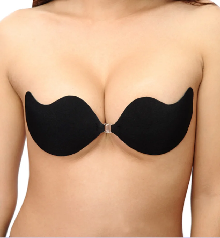 

Sissy Sexy Woman Pseudo Male Stealth Push Up Bra Self-Adhesive Silicone Bust Front Closure Sticky Bra Black Push-Up Bra Black