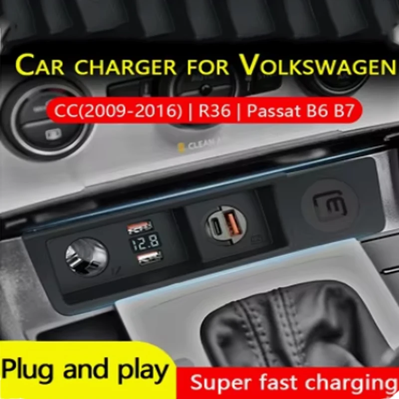 New Car Charger for Volkswagen Passat B6 B7 CC R36 Cigarette Lighter Splitter USB Fast Charging in 2024