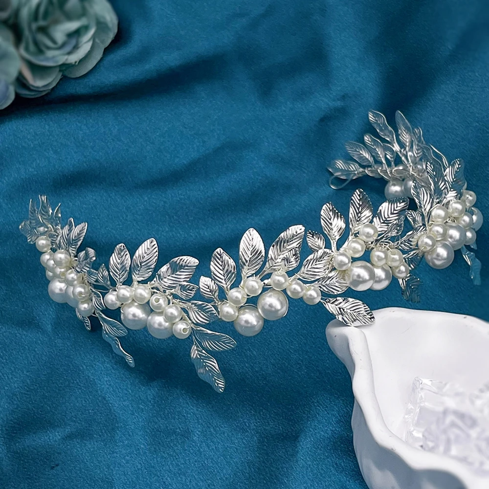 DZ245 Luxury Wedding Headbands Alloy Leaves Bridal Hair Accessories Rhinestone Crown Hairband Bride Tiaras Handmade Headpiece