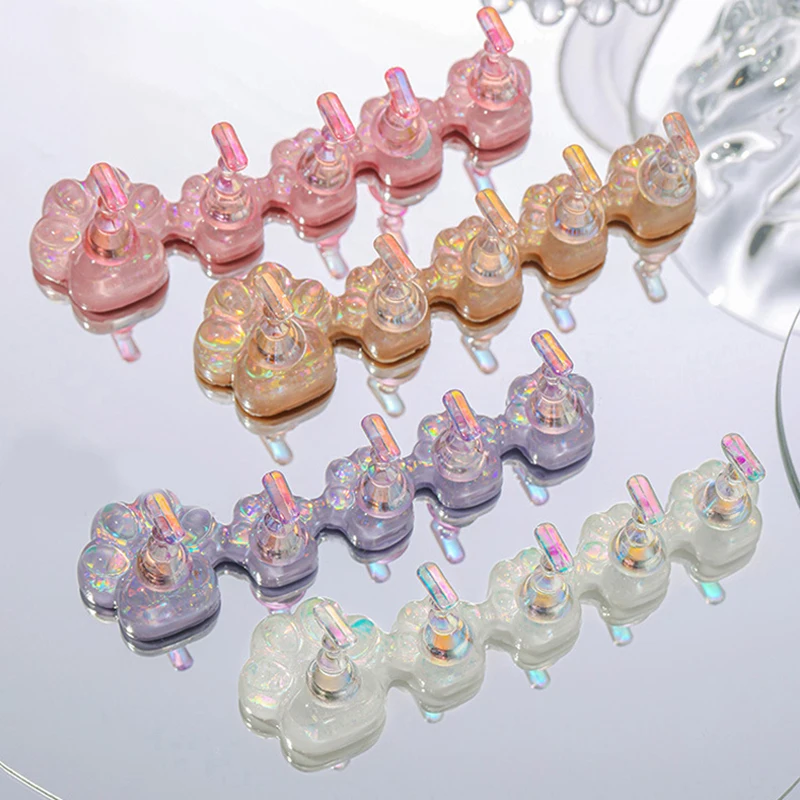 Laser Cat Paw Nail Stand Double Row Nail Art Practice Stand Acrylic Nail Tip Holder Training Display Stand Resin Nail Art Tool