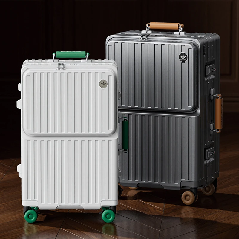 

Чемодан 20/24/26 дюймов с цветными колесами, передним отделением для ноутбука, алюминиевой рамой, утолщенным корпусом из поликарбоната, дорожный чемодан для путешествий.