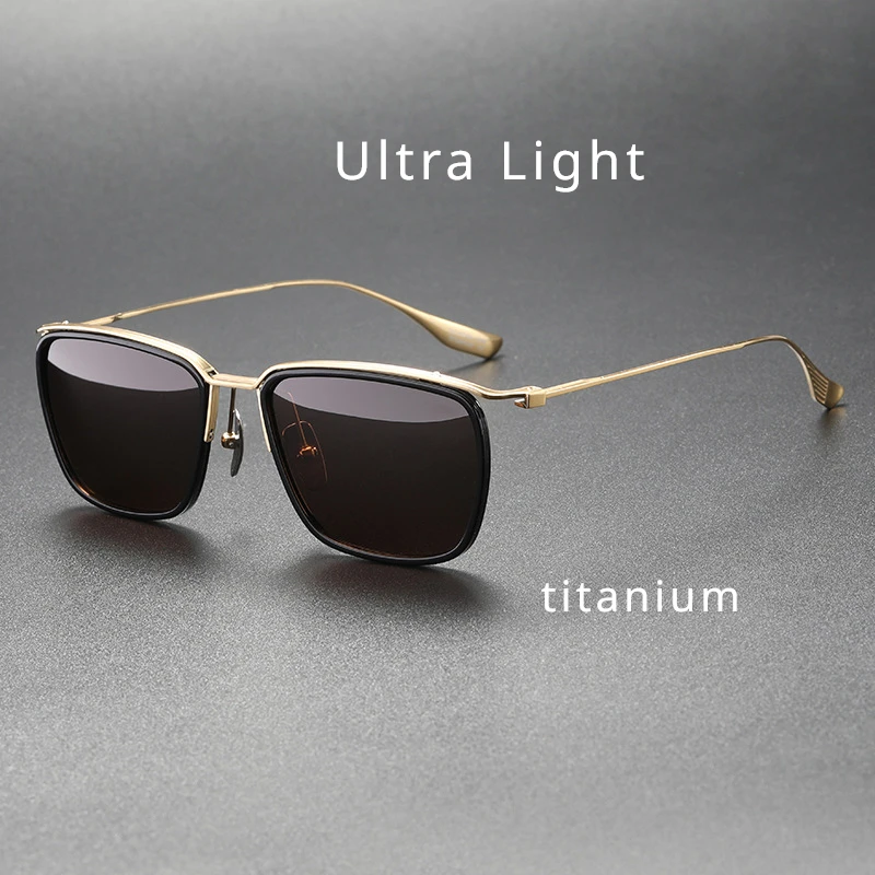 New Pure Titanium Sunglasses Summer Ultra Light Beach Mirror Lightweight and Anti Allergic Classic Retro Style Men's Sunglasses