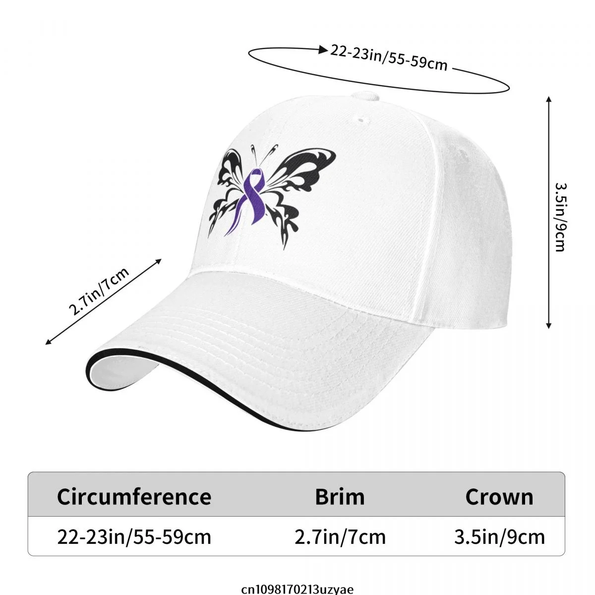 Berretti da baseball con farfalle a nastro per cancro al colon Berretto da sandwich Hip Hop Uomo Donna Cappello sportivo da esterno regolabile