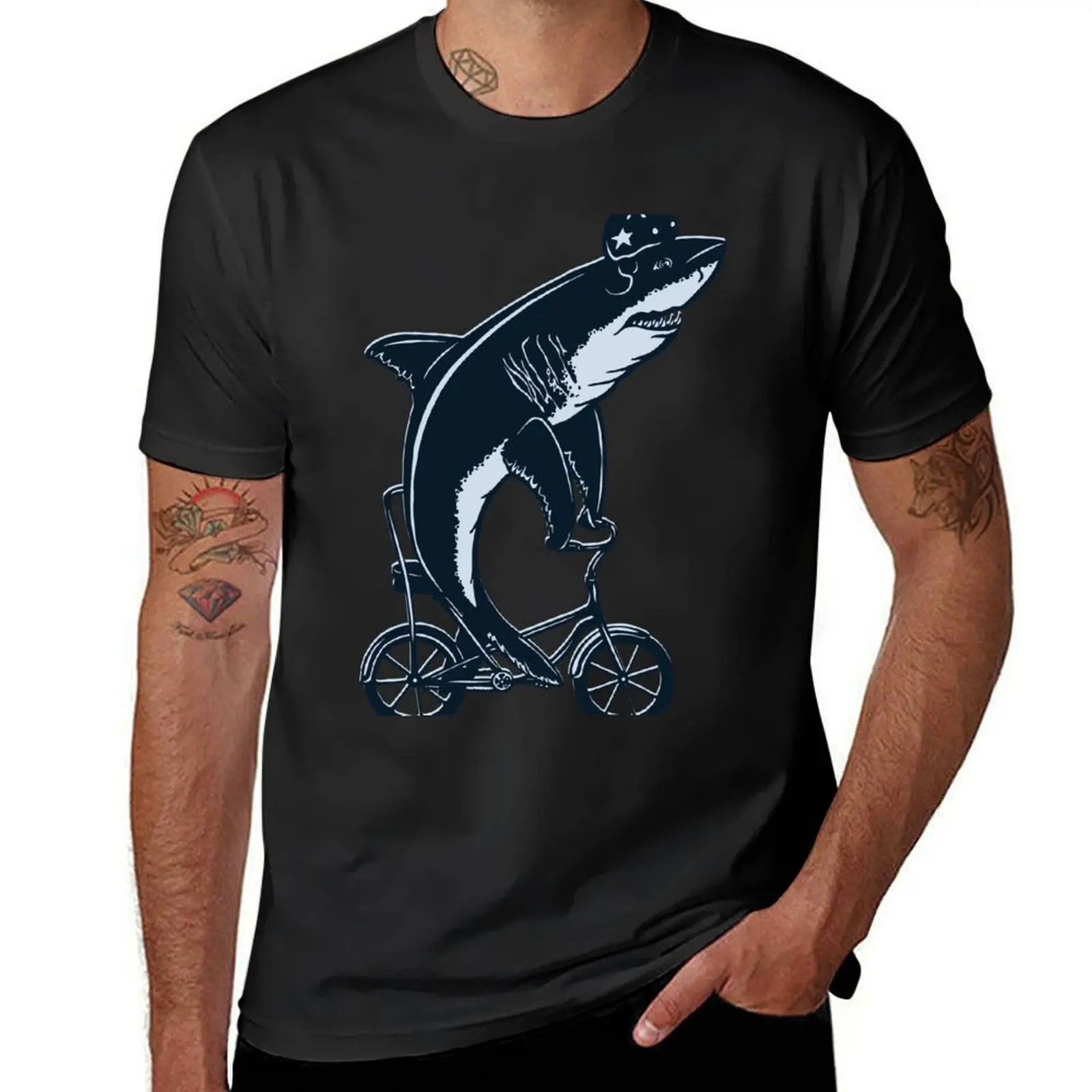 

Cycling Shark T-Shirt animal prinfor boys vintage anime shirt shirts graphic tees baggy shirts plain t shirts men