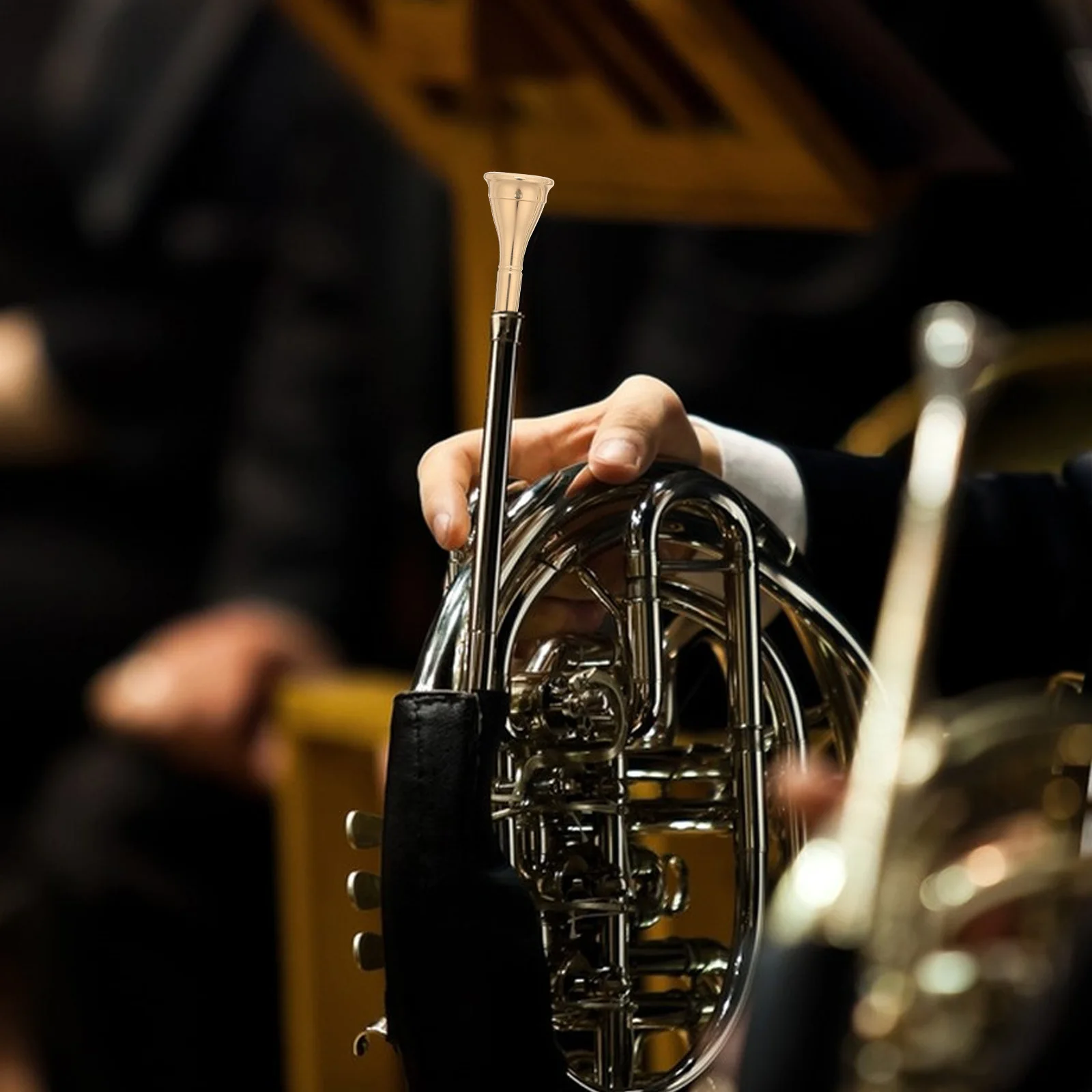 2 szt. Ustniki do waltorni, akcesoria do instrumentów dętych, wykończenie złote/srebrne, uniwersalny rozmiar standardowy, do koncertów i ćwiczeń