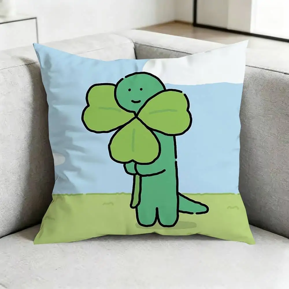 Green Dinosaur Brachio-O Square Double-Sided printed Pillow Case Bedroom Bedside Pillow Sofa Cushion Cover Gift