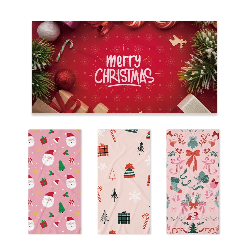Merry Christmas Background Cute Single sided Printed Beach Towel Home Decoration Bath Towel 75x150cm Bathroom