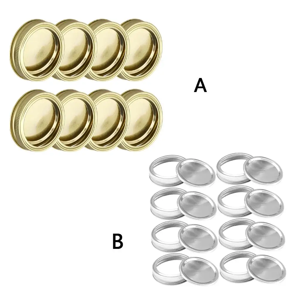 24Pcs 86mm Split-Type Wide Mouth Sealing Jars Lids Canning Caps Leak Proof Seal Rings Replacement Cover  Golden