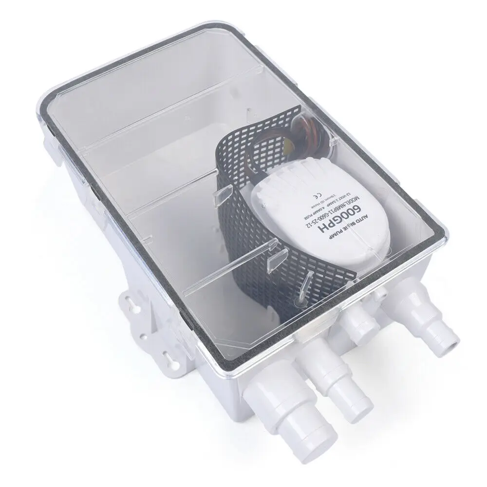 12 V DC elektrische Duschsumpfpumpe, 600 GPH, All-in-One-Duschsumpfpumpe mit mehreren Anschlüssen, Badezimmer-Sumpfpumpe passend für Wohnmobile, Boote, Marine