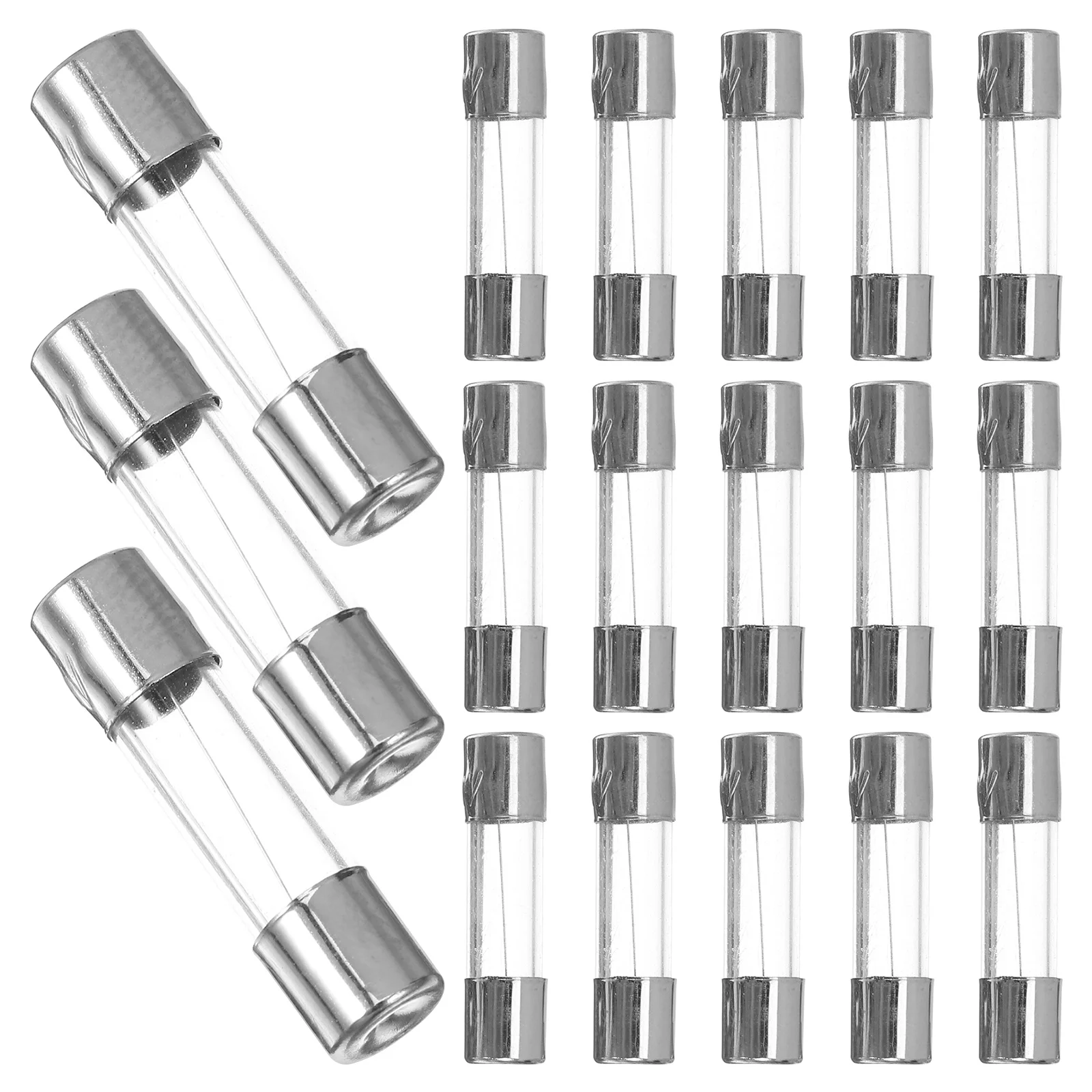 

100Pcs Glass Fuse Tubes Clear Automotive and Household Fuse Kit Fast-Blow Protection for Car Parts Overcurrent Short Circuit