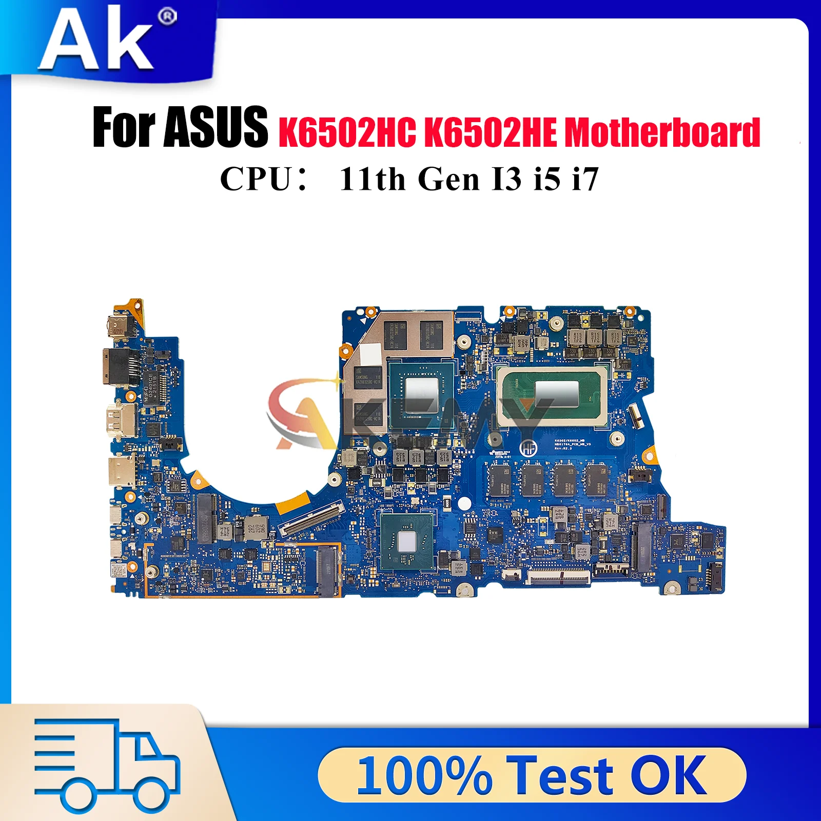 

K6502HC Материнская плата для ноутбука ASUS TUF Gaming K6502HE K6502H K6502HC Материнская плата с процессором 11-го поколения I3 i5 i7 100% тест, быстрая доставка