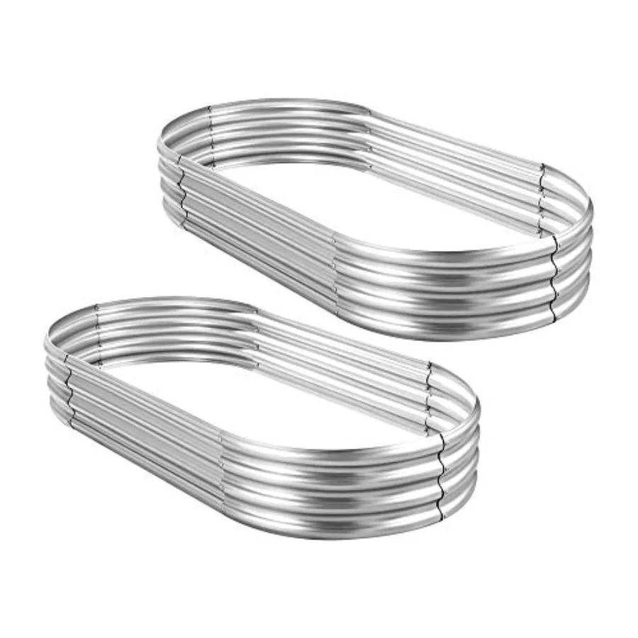 

Комплект из 2 оцинкованных овальных грядок-клумб для сада, большие металлические приподнятые грядки для овощей на открытом воздухе