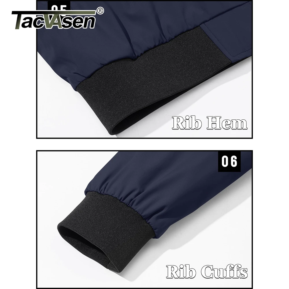 TACVASEN Men\'s Varsity Jacket Autumn Lightweight Windproof Full Zip Up Bomber Jacket Waterproof Outdoor Sports Casual Coat