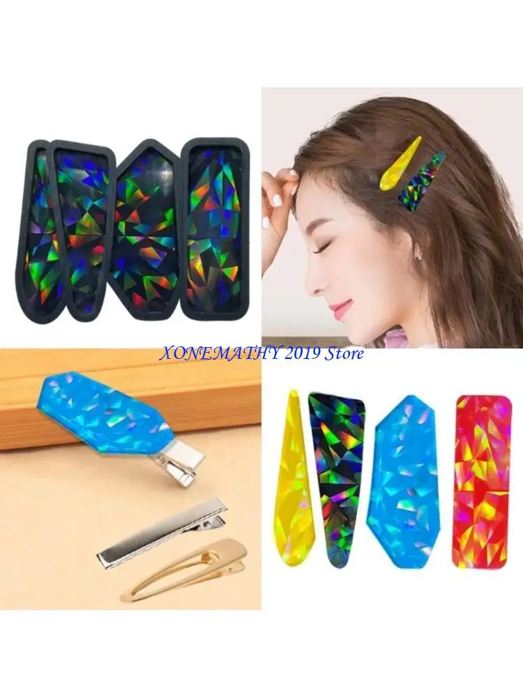 

F42F Holographics Clip Clip Силиконовая смола плесень DIY Diy Dewelly Casting Flom для шнурки для волос, приготовление волос