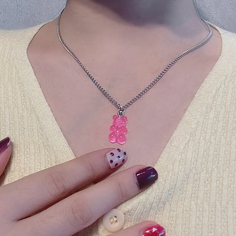 

20Pcs Candy Color Bear Shaped Pendants Resin Metal DIY Jewelry Accessory Necklace Earring Making Gifts Resin Bear Pendant Charm