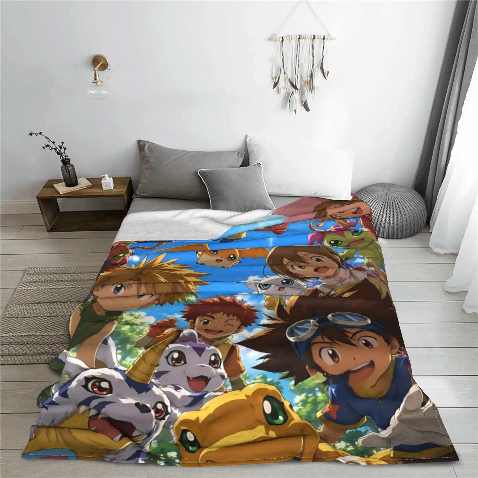 1PC Home Digimon Adventures Blanket Throw Blanket  Novelty Warm Blanket All Season Gift