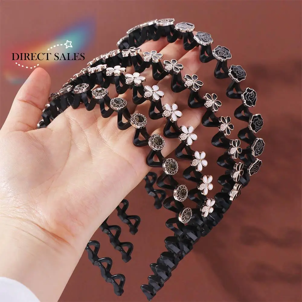 

Rhinestone Lazy Men Hair Braider Hair Hoops Flower Zircon Braided Tools Hairband Face Washing Twist Clips Hair Toothed Headband