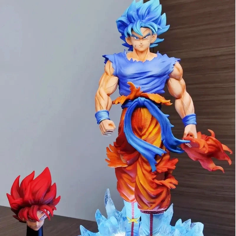 Dragon Ball 33 cm Super Saiyan Blauw JT Goku Actiefiguren Gk Boxed Standbeelden Kit Dubbele Hoofd Model Anime Speelgoed Desktop ornament Gift