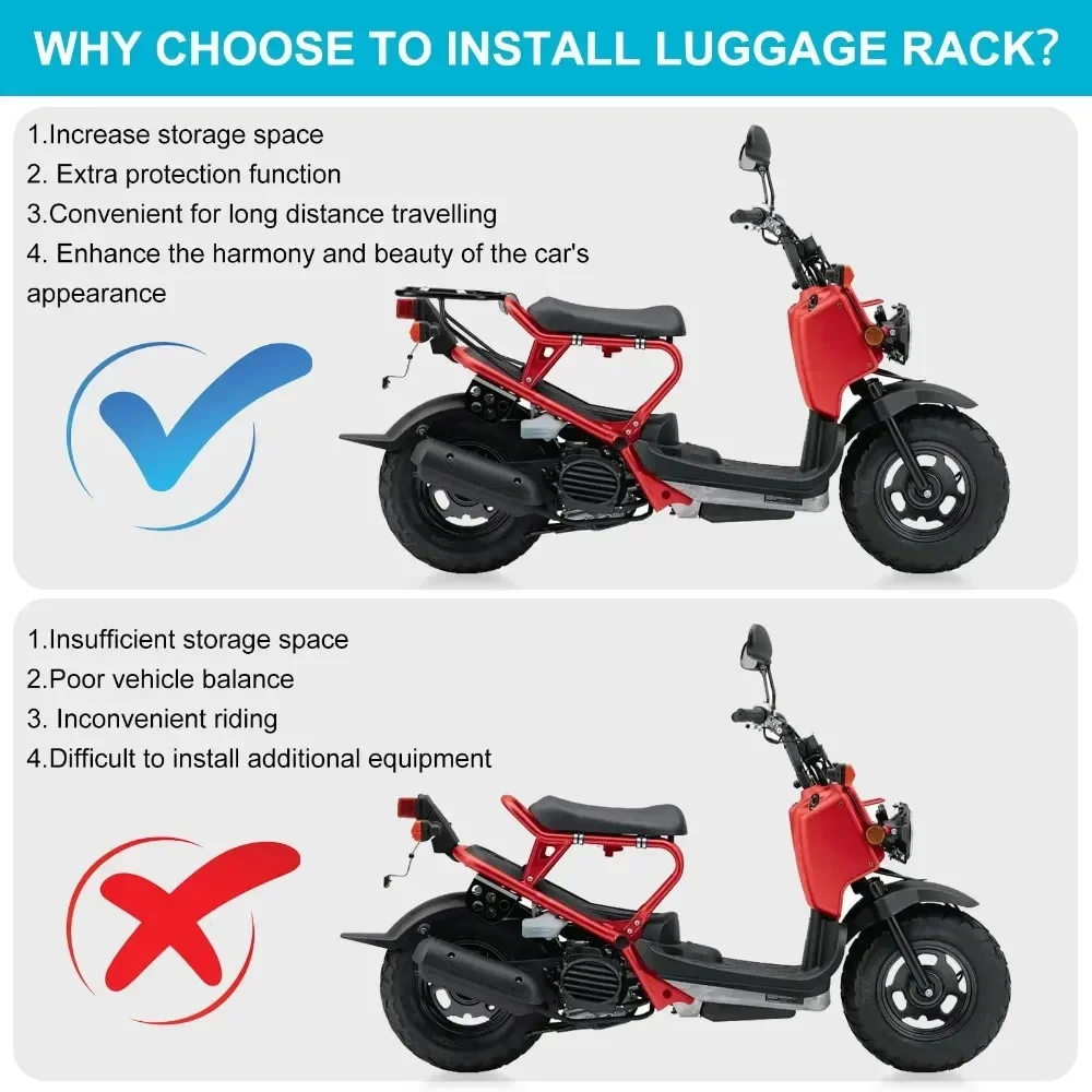 For Honda ZOOMER Ruckus NPS50 AF58 Black Motorcycle Luggage Rack Scooter Rear Rack Iron Support Storage Shelf Parts