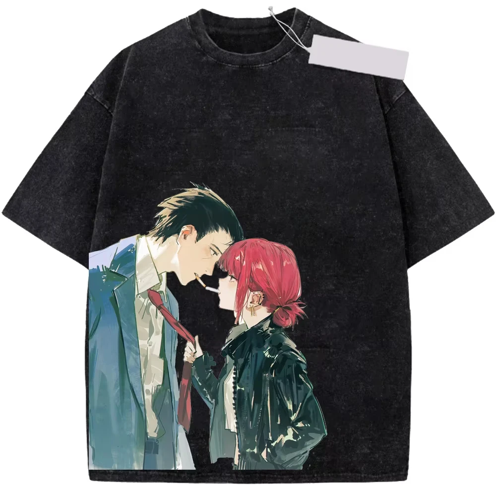 Sasaki Yamada Smoking Behind The Supermarket with You Graphic Print T-Shirt Men Women Retro Washed O-neck Cotton Summer New Tee