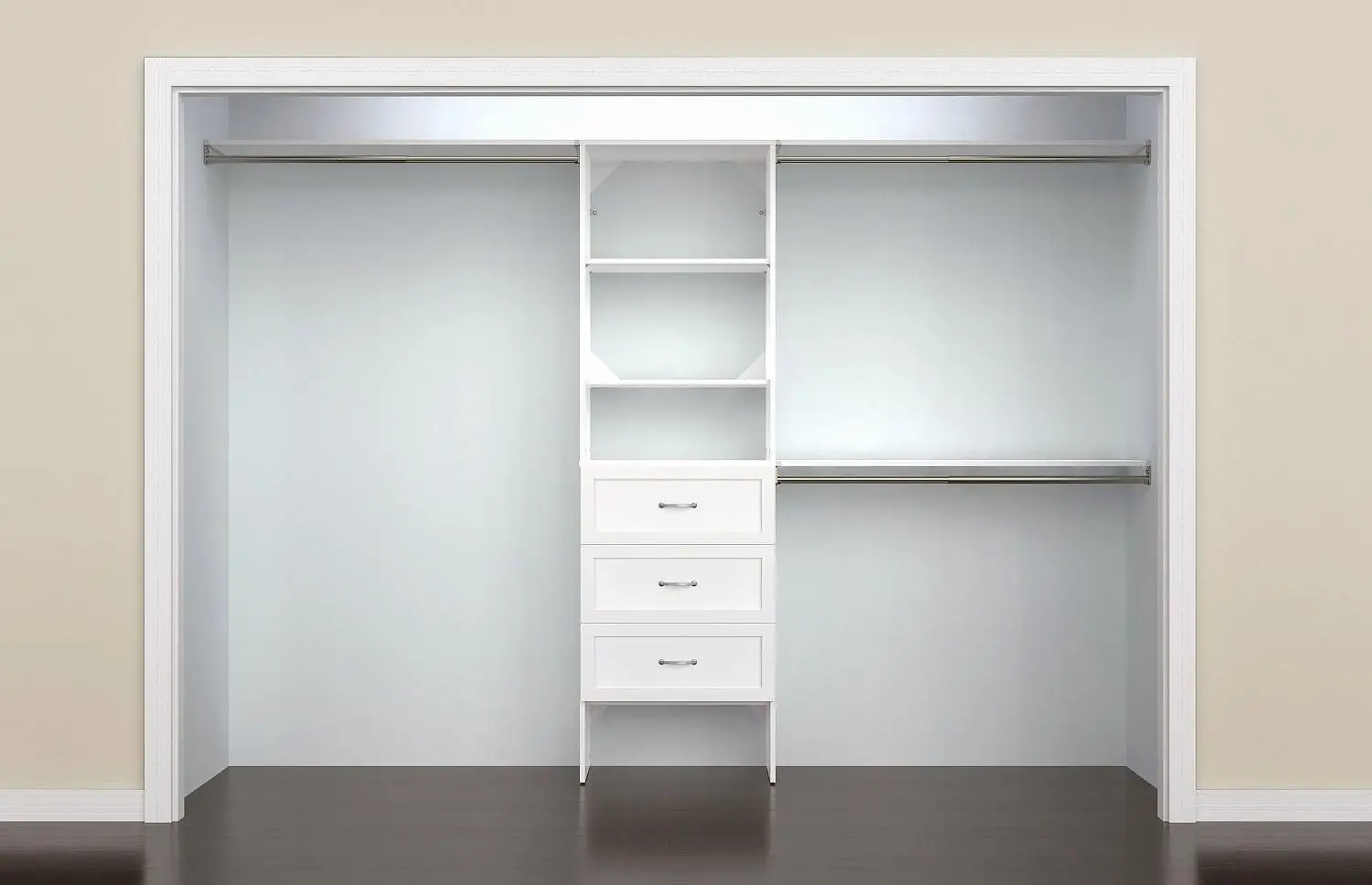 Closet Organizer with Shelves, 3 Drawers, 25-Inch-Pure White