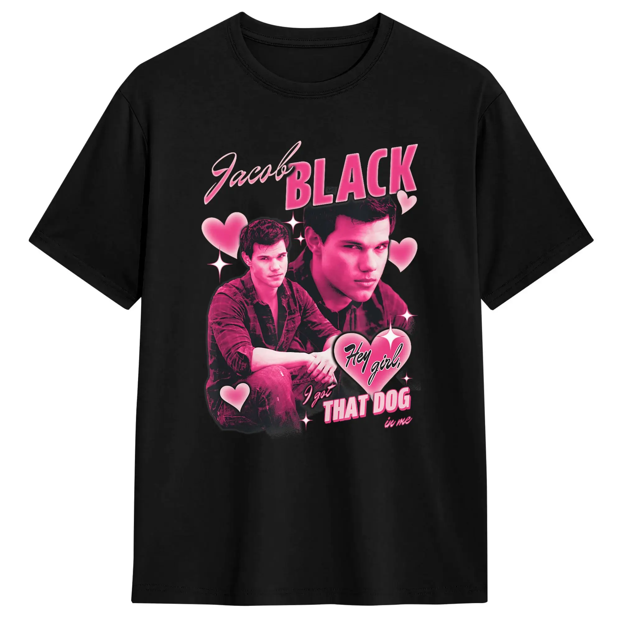 Team Jacob Pink Hearts Valentine's Day Crush Ttwilighting Movie T Shirt Summer  Hippie T Shirts Cotton Crew Neck Plus Size Tees