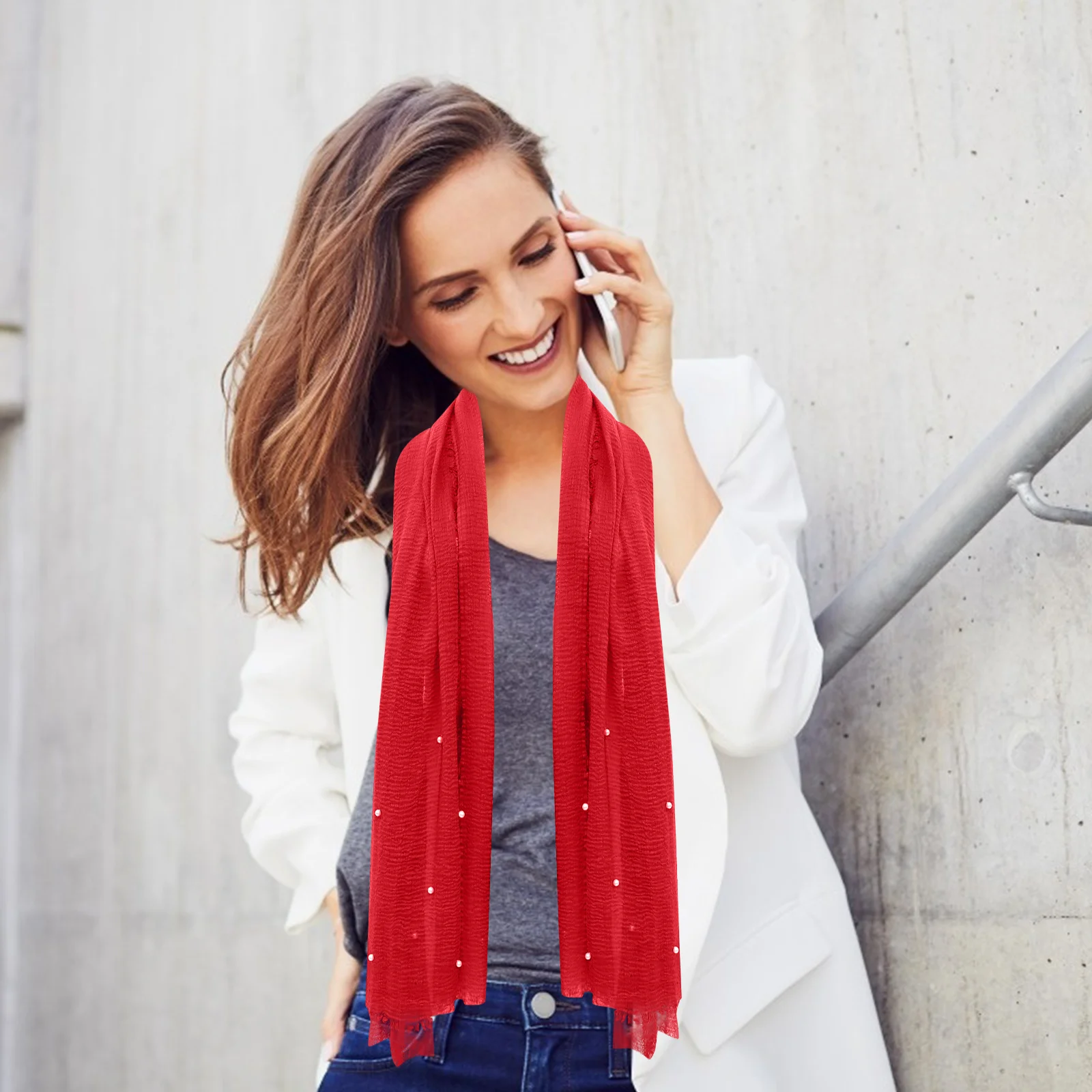 

Pearl Accessories Shawl Wrap Girl Head Scarf Outdoor Shawl Women Multi-purpose Comfortable Head Scarf Outdoor
