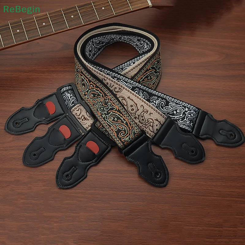 Bakelite Guitar Strap Folk Classic Guitar Crossbody Tungsten Steel Embroidered Pick With Extended Shoulder Strap