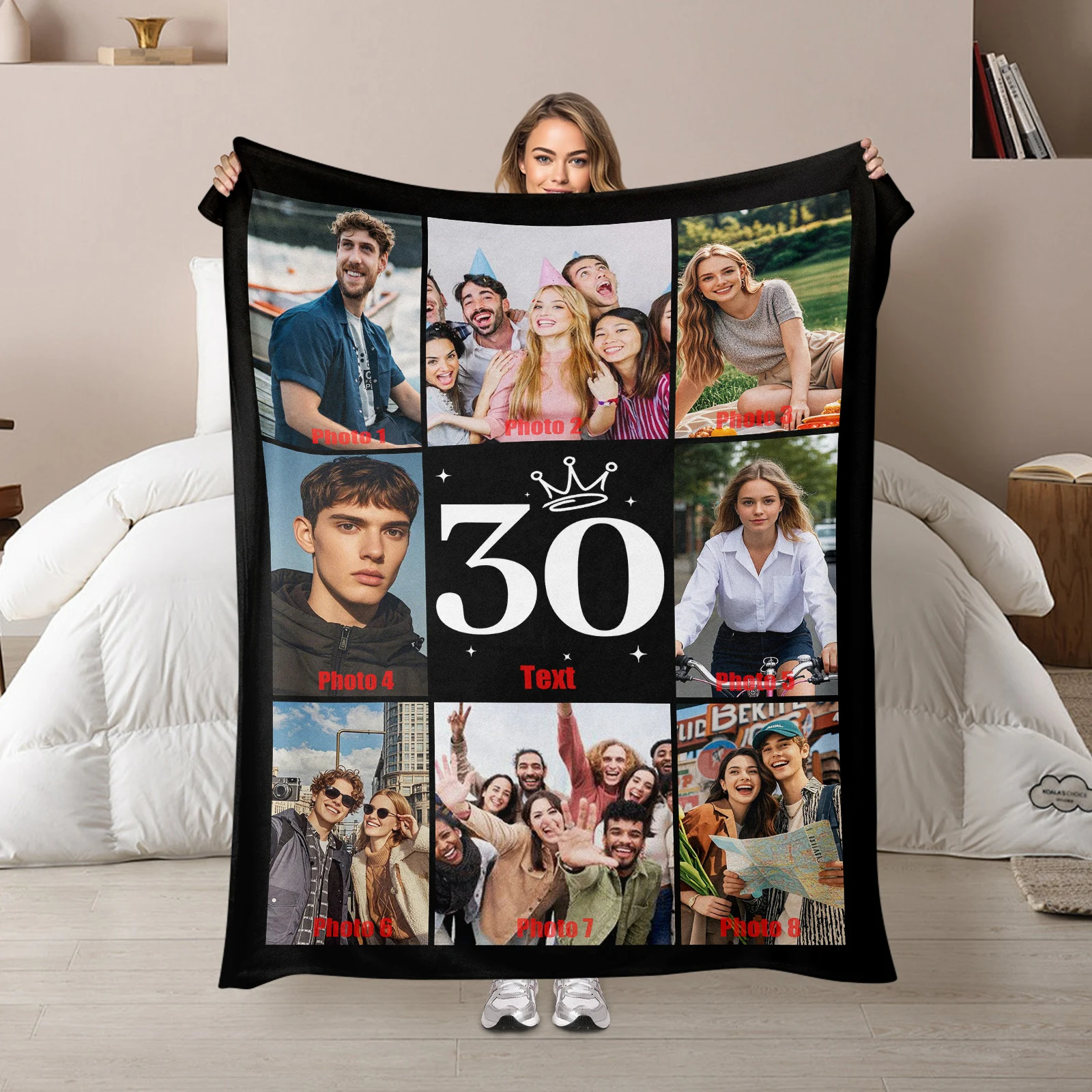 

Personalized Photo Text Custom Keepsake Blanket For First Year Anniversary And Family Gift Ideas