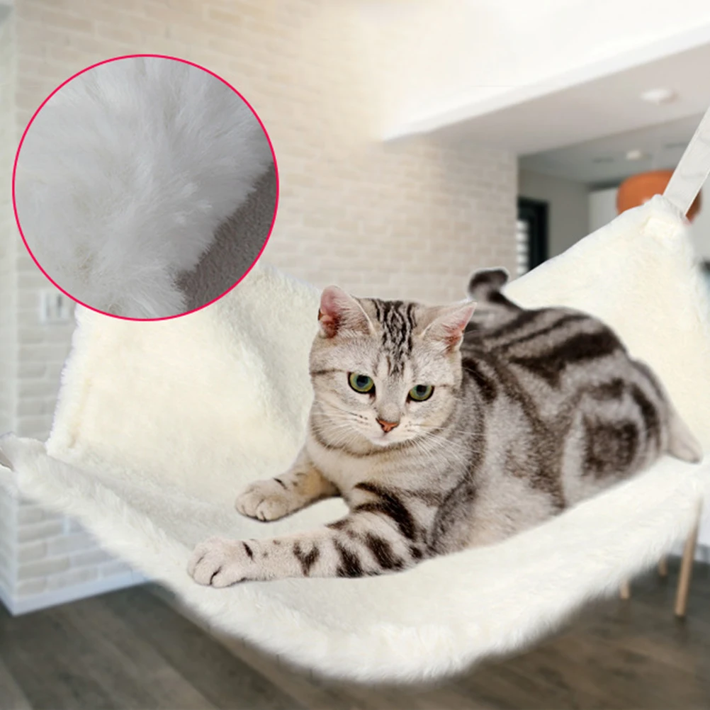 

Cat Hammock Rabbit Velvet Nest Beds Positive and Negative Pet Kitten White Hanging
