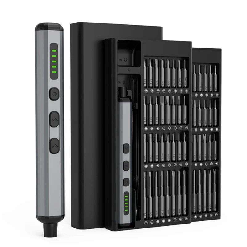 Juego de destornilladores eléctricos inalámbricos 68 en 1, juego de destornilladores de precisión, puntas de destornillador, carga rápida con luz LED duradera