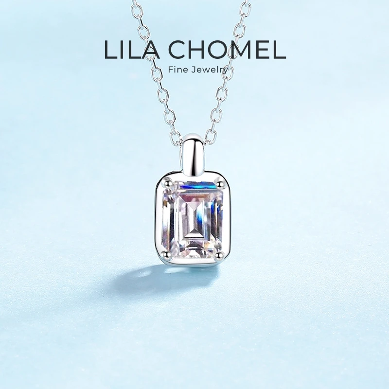 

Daughter Adult's Day 18K White Gold Necklaces Girlfriend Birthday Gift 1/2CT Minimalist Square Pendant Women Valentine's Day Ins