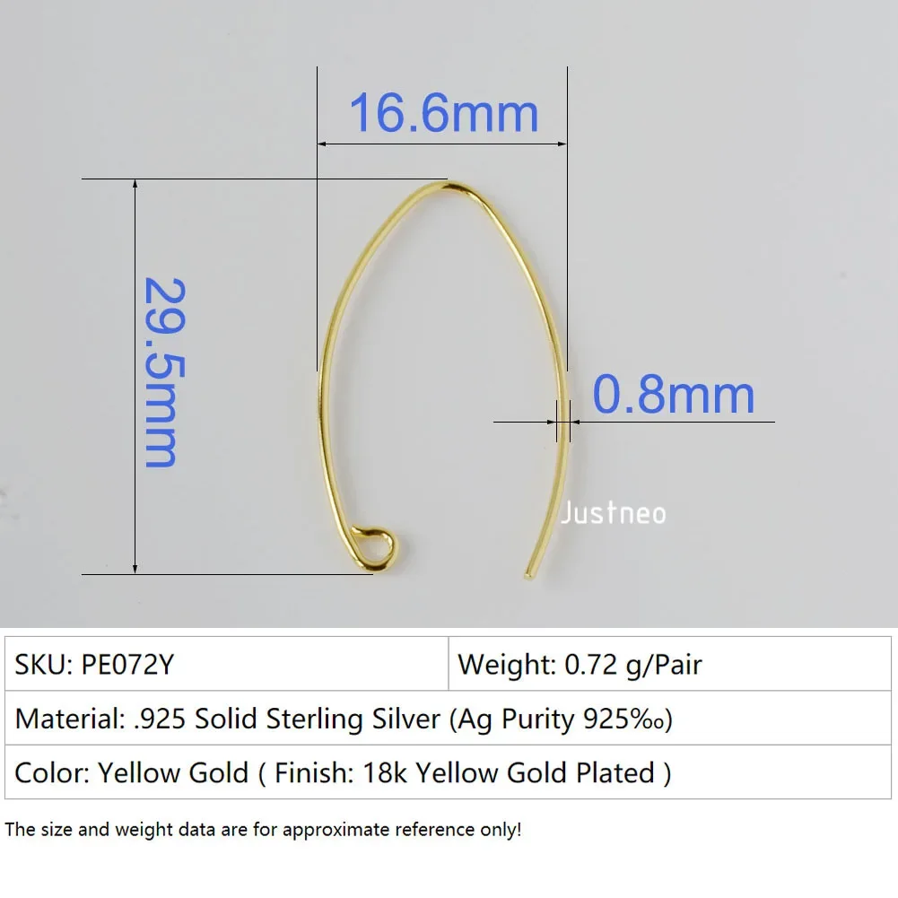 ear hook, solid 925 sterling silver earring wire hooks, sterling silver earring findings components