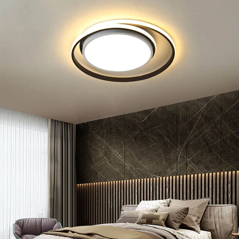 

40W 56W Black White Gold Ceiling Lighting Round Minimalism Modern LED Chandeliers For Dining Bedroom Bar Counter