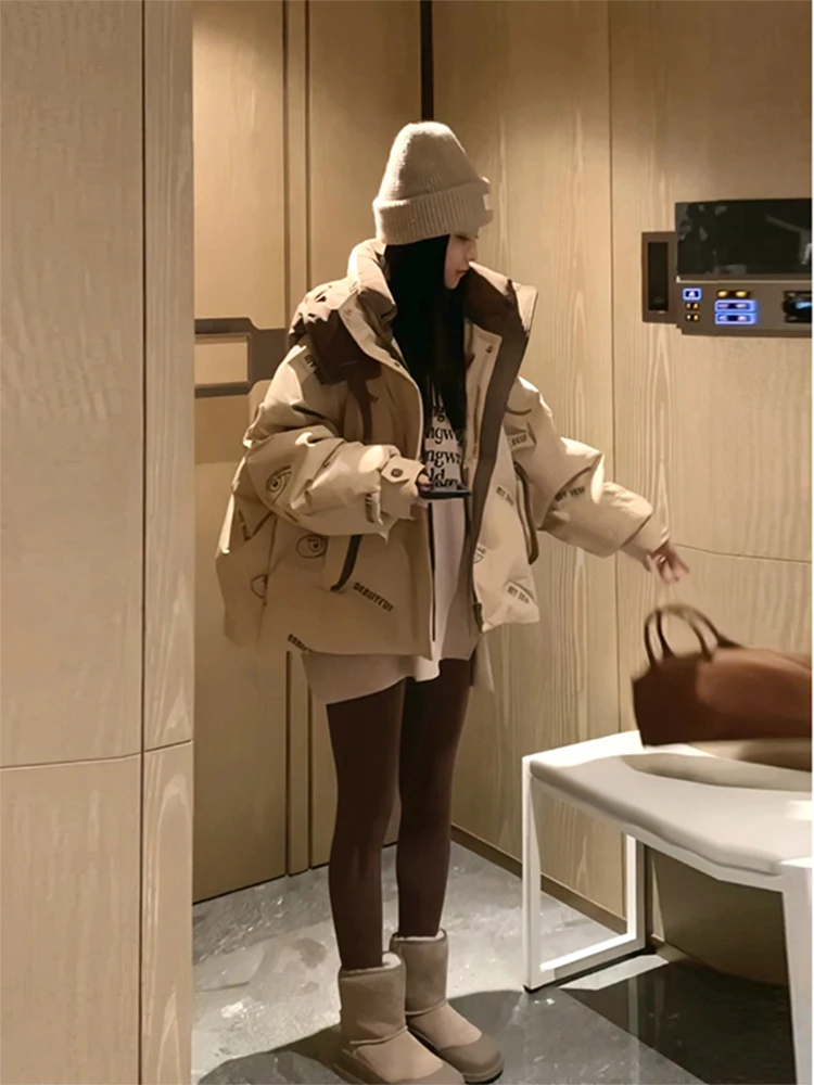 

Korean Style Fashionable Loose Hooded Cotton Jacket Women's Autumn Winter Design Sensation Warm Cotton Coat Trendy