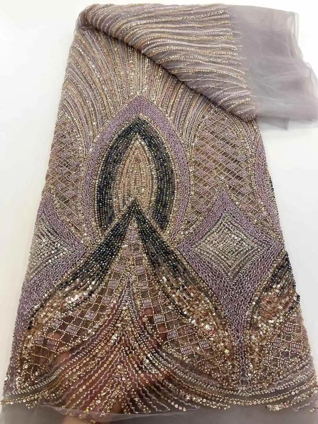 2025 새로운 아프리카 프랑스어 나이지리아 하이 엔드 레이스 원단 비즈 장식 조각 메쉬 자수 웨딩 파티 신부 봉제 드레스