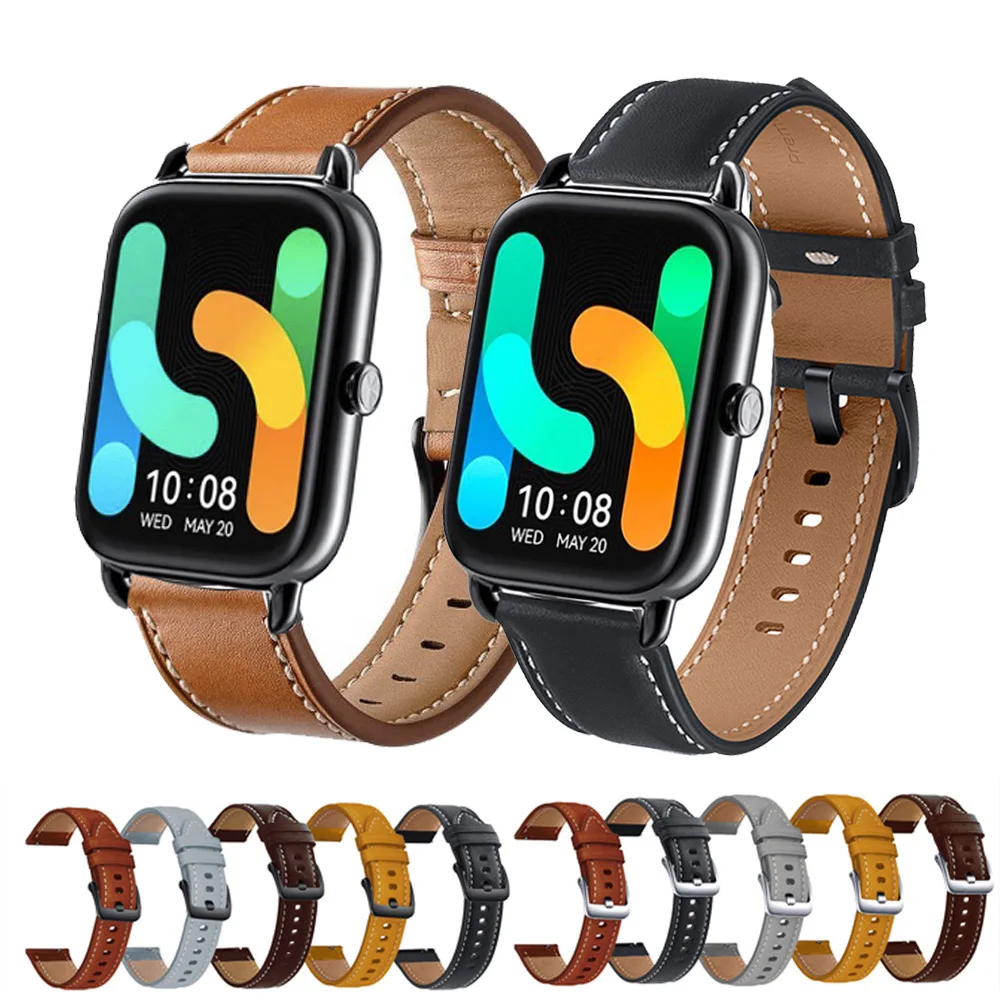 20mm 22mm Leather Band For HAYLOU RS4 Plus/RS4 Smart Watch Strap Sport Replace Bracelet For Haylou LS02/GST/RT2/RS3 LS04 Band