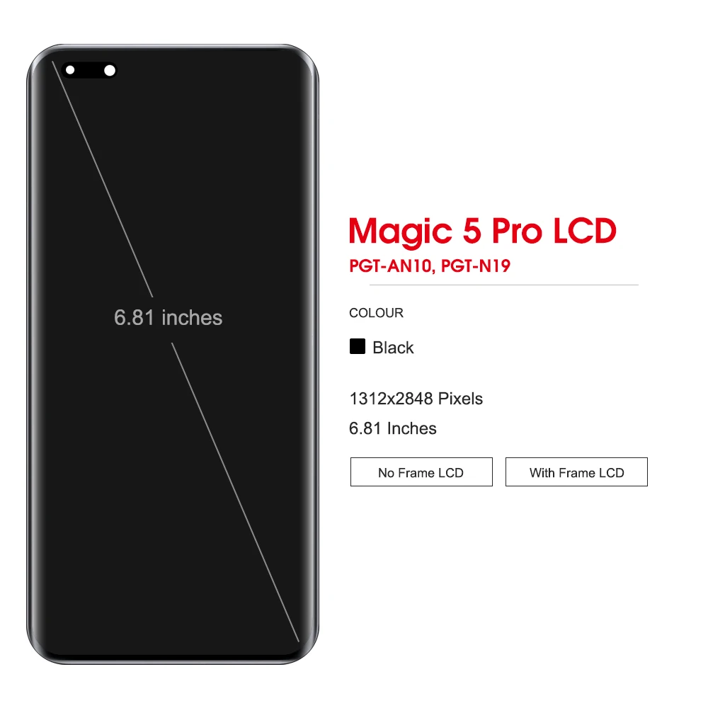 Honor Magic 5 pro、LCD、PGT-AN10、PGT-N19、6.81インチ、ディスプレイ画面、タッチパネル用のori-oledディスプレイデジタイザーアセンブリ