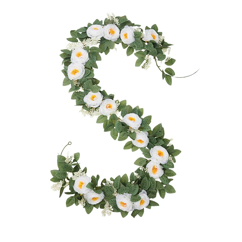 

2PCS Wedding Decoration Simulation Rattans Garden Courtyard Use 200cm White Rosychristmas Crafts Supplies Christmas Decorations