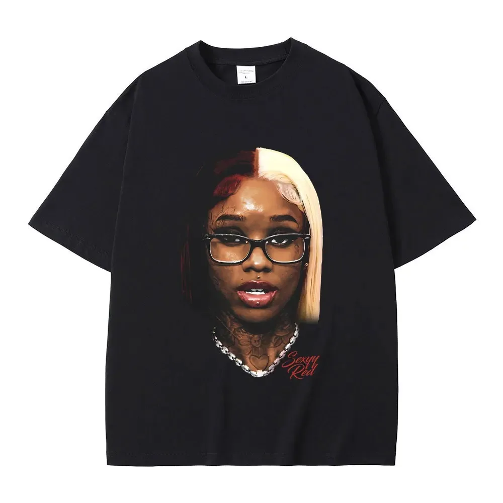 Rapper Sexyy Red Nicki Minaj Face Graphic Print T-shirt Men Women Hip Hop Casual Oversized Tshirt Male Fashion Trend Streetwear