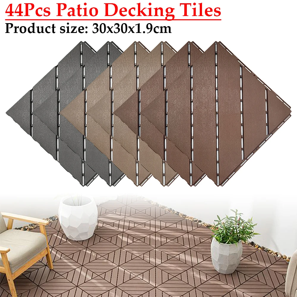 

44Pcs Waterproof Outdoor Flooring Tiles Weatherproof Patio Decking Tiles Patio Garden Deck Tiles for Poolside Balcony Backyard