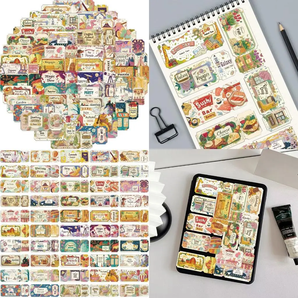 

Y5LB 50Pcs Fantasy Ticket Sticker Collection Removable Decals Label Strong Adhesive Backing for Journal Scrapbooking Crafting